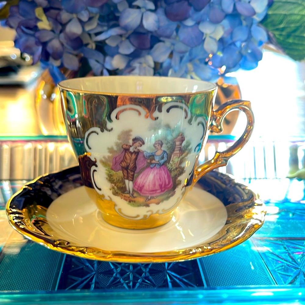 🌟Gorgeous Victorian Era German BAVARIA CHINA CUP & SAUCER set!!! 22 kt gold 🌟